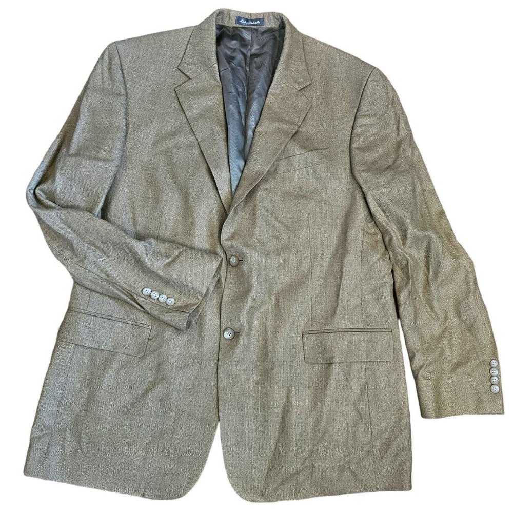 Oscar De La Renta Men’s Beige Silk Wool Blazer Sport Coat Jacket 46 Long 46L